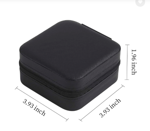 Portable Zipper Jewellery Box Black /Grey