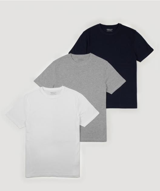 Navy, Grey & White 3 Pack  T-Shirts
