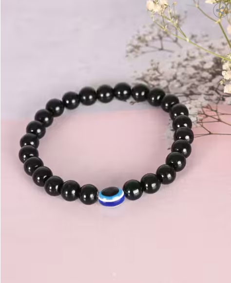 Marble Crystal Evil-Eye Bracelet-Black