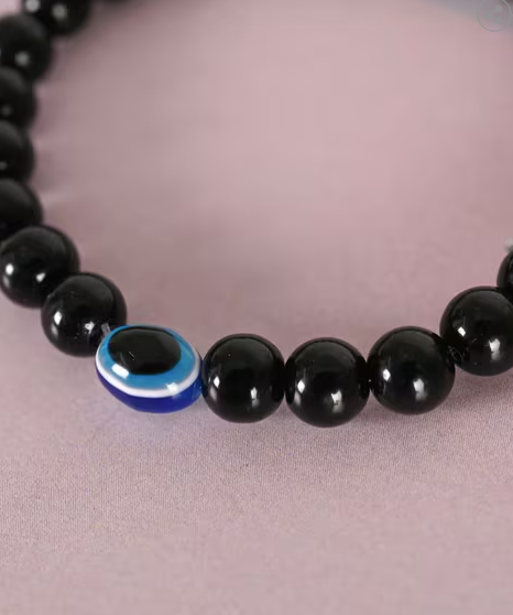 Marble Crystal Evil-Eye Bracelet-Black