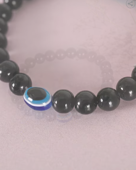 Marble Crystal Evil-Eye Bracelet-Black