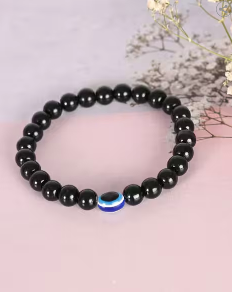 Marble Crystal Evil-Eye Bracelet-Black