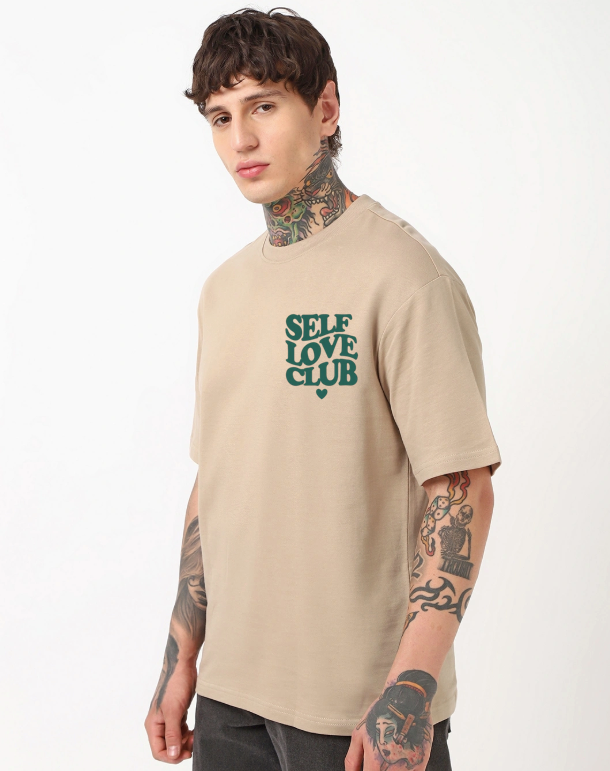 Self Love Beige Oversized T-shirts