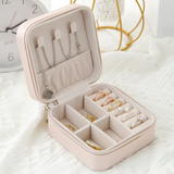 Portable Zipper Jewellery Box Light Pink