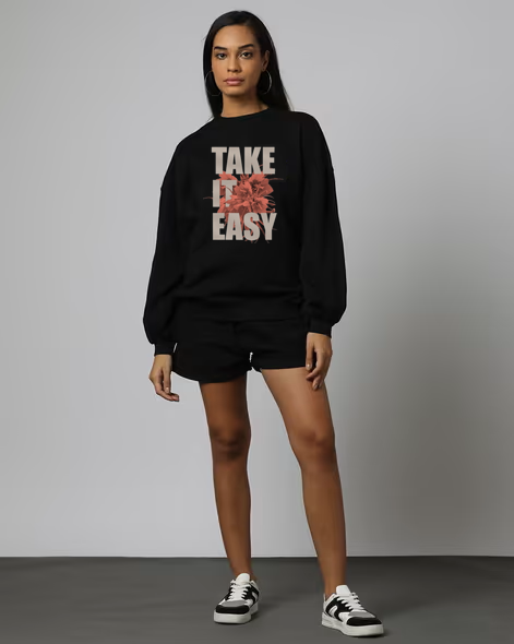 Oversized Crew Neck Sweatshirt: Take It easy