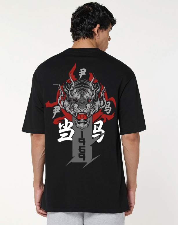 Tiger Anime Black oversized T-shirt