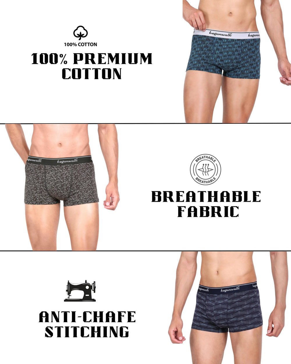 Comfort Zoners || Pack of 3 Men's Printed Trunks