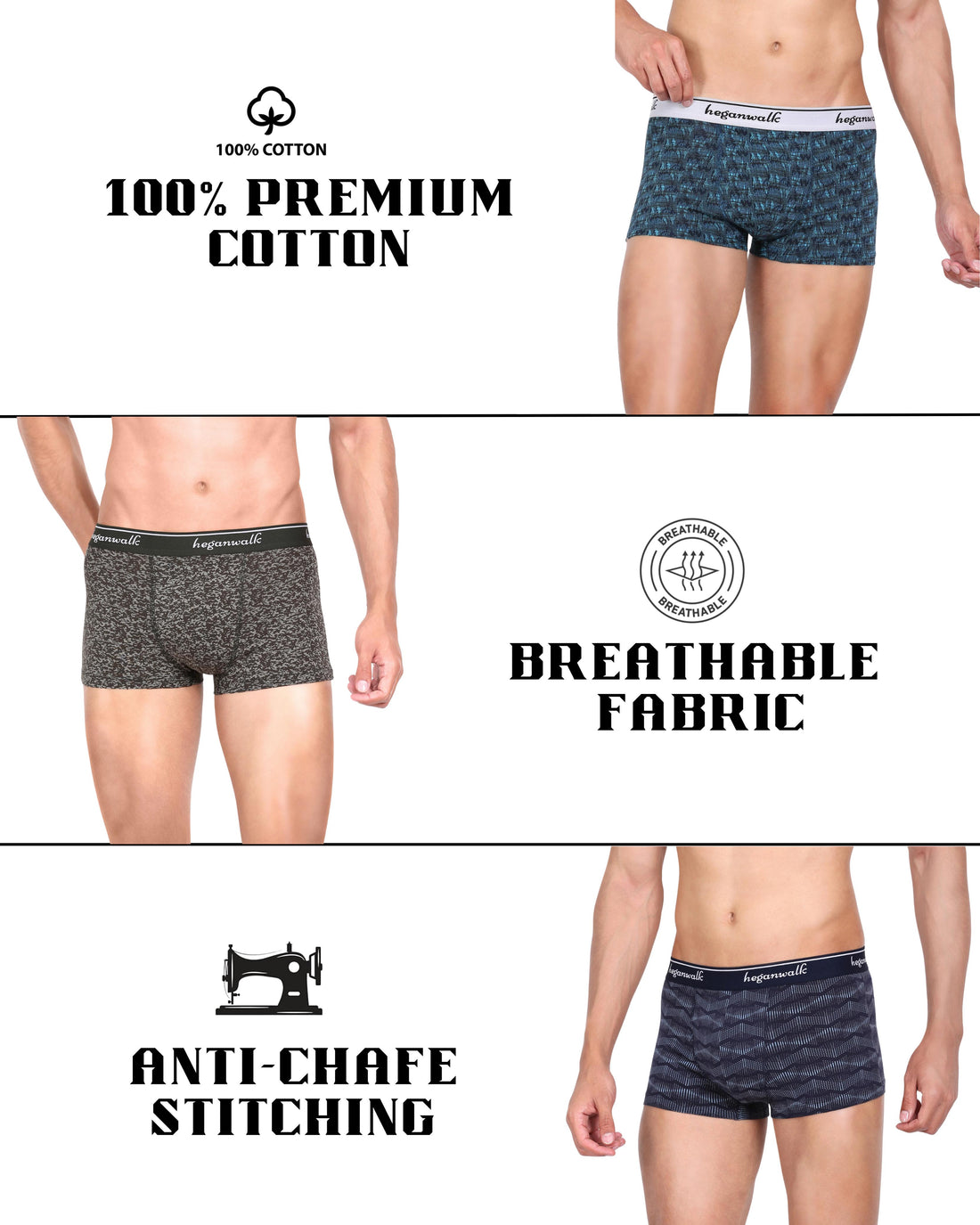 Comfort Zoners || Pack of 3 Men's Printed Trunks