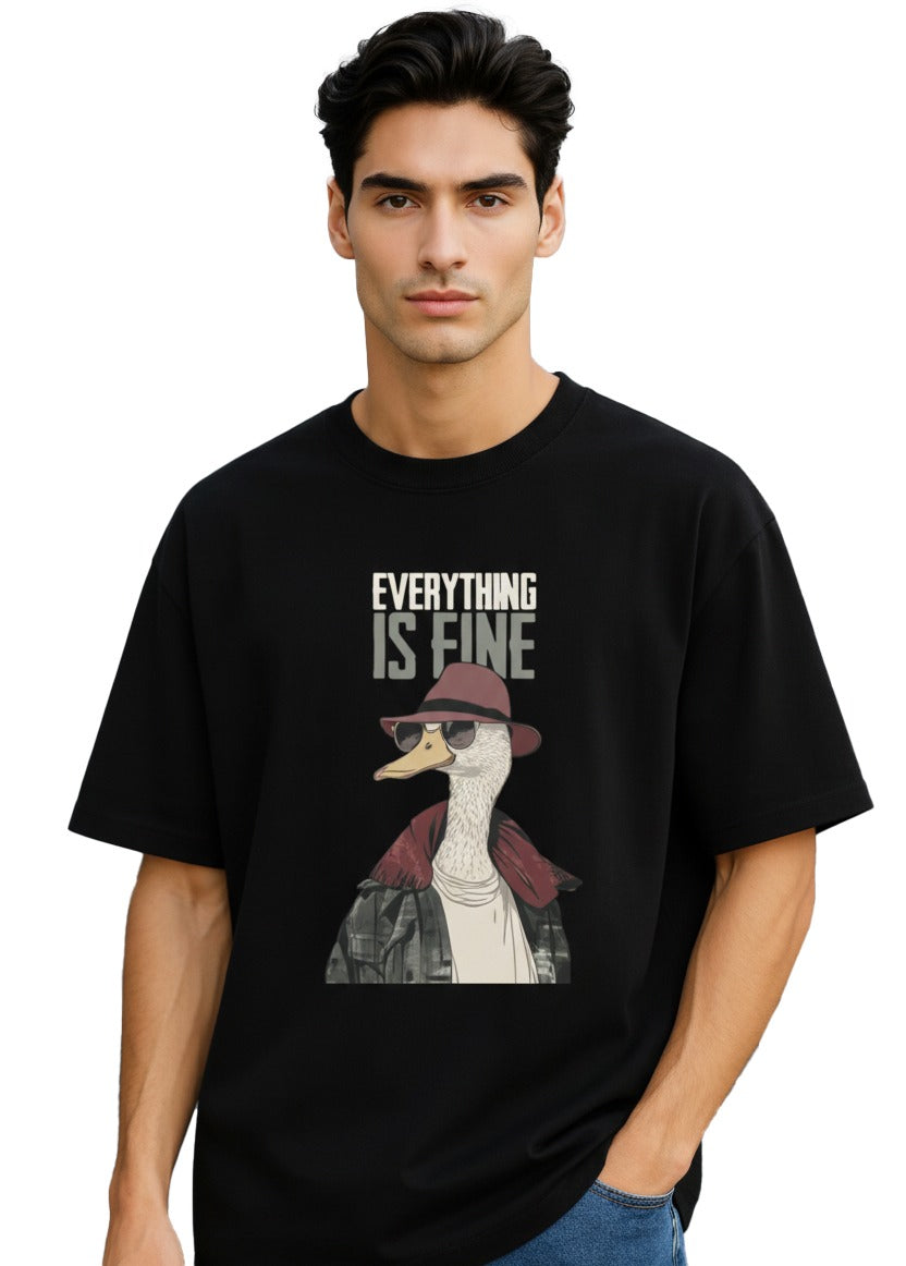 Everything is Fine Black Oversized T-shirt