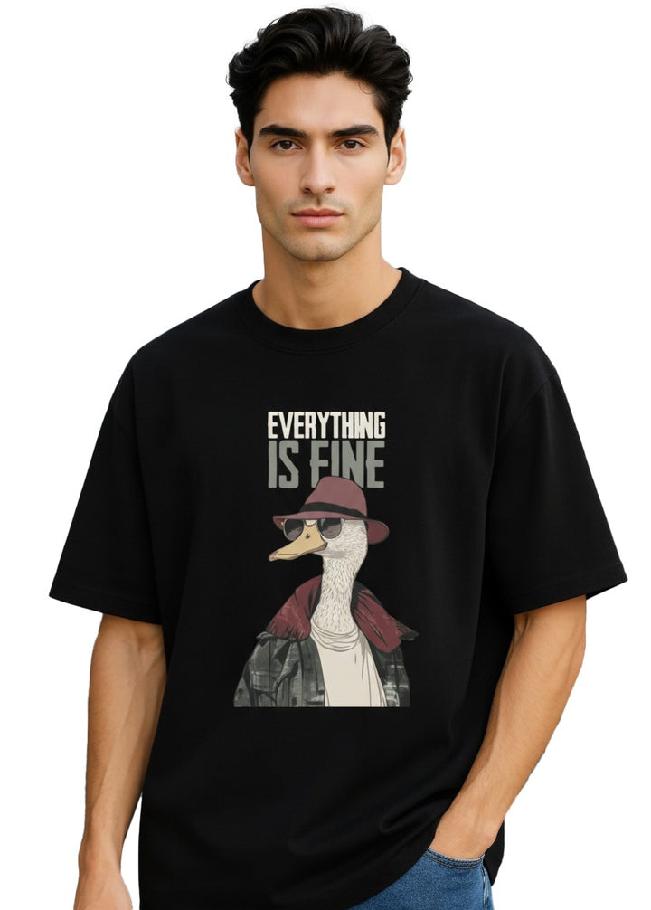 Everything is Fine Black Oversized T-shirt