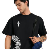 Round Anime Black oversized T-shirt
