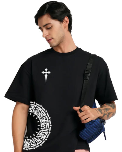 Round Anime Black oversized T-shirt