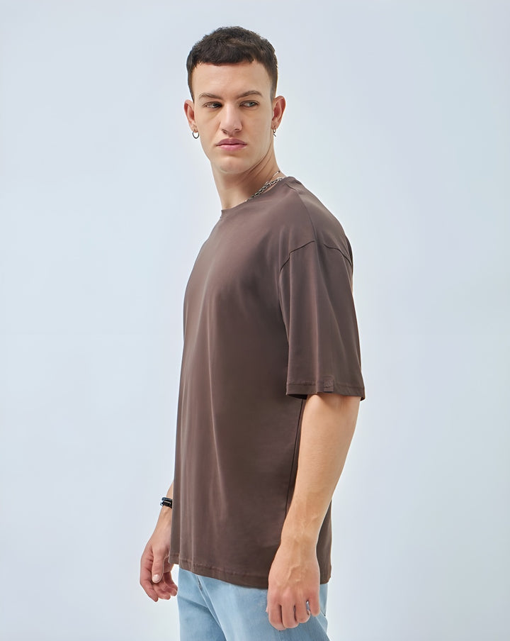 Solid Brown Oversized T-shirt