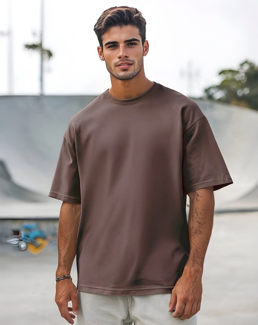 Solid Brown Oversized T-shirt