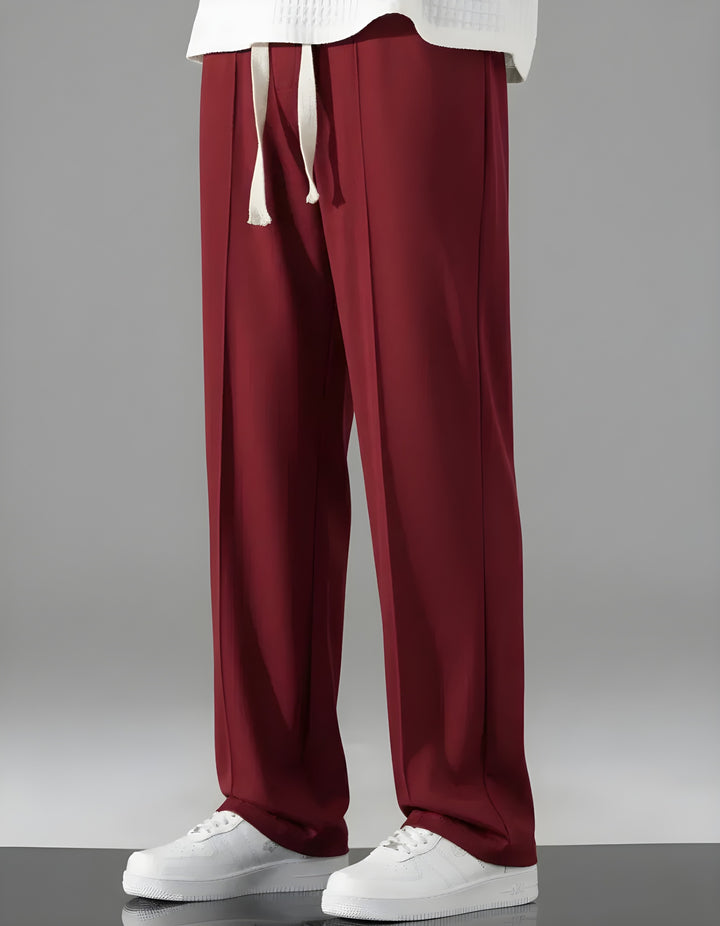 Korean fit Pleated Pant with Drawstring: Mehroon