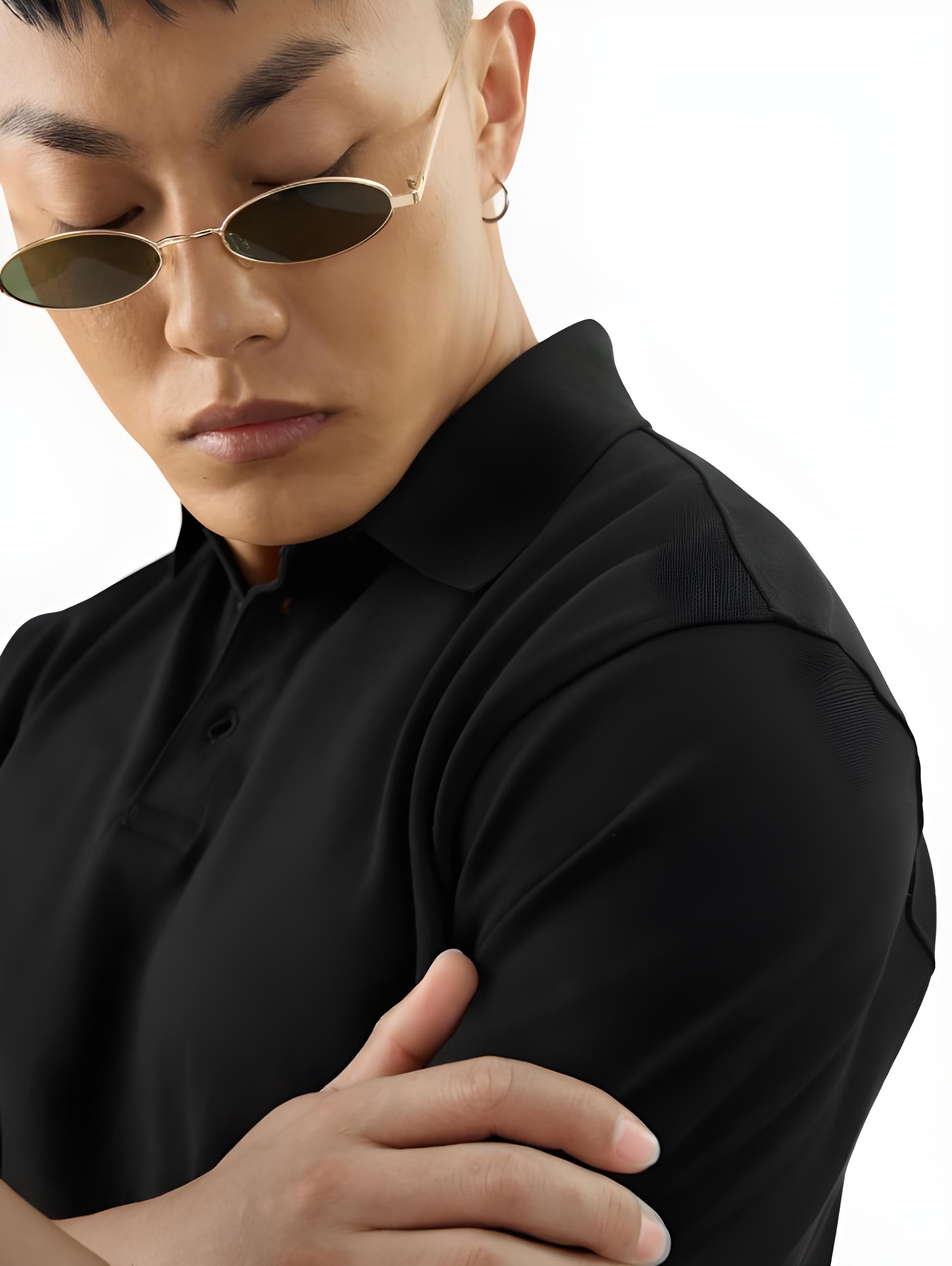 Heganwalk Men’s Polo T-Shirt ( Black )