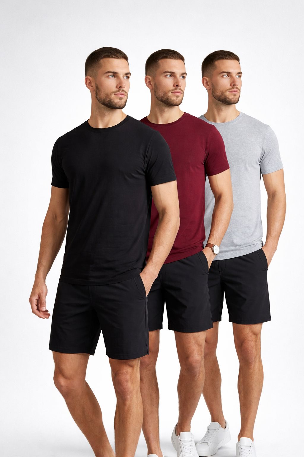 Maroon, Black & Grey Pack Of 3 T-Shirt