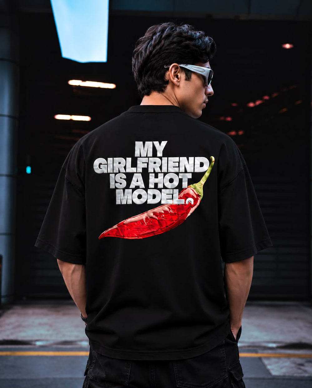 GF Hot Model Oversized Black T-shirts