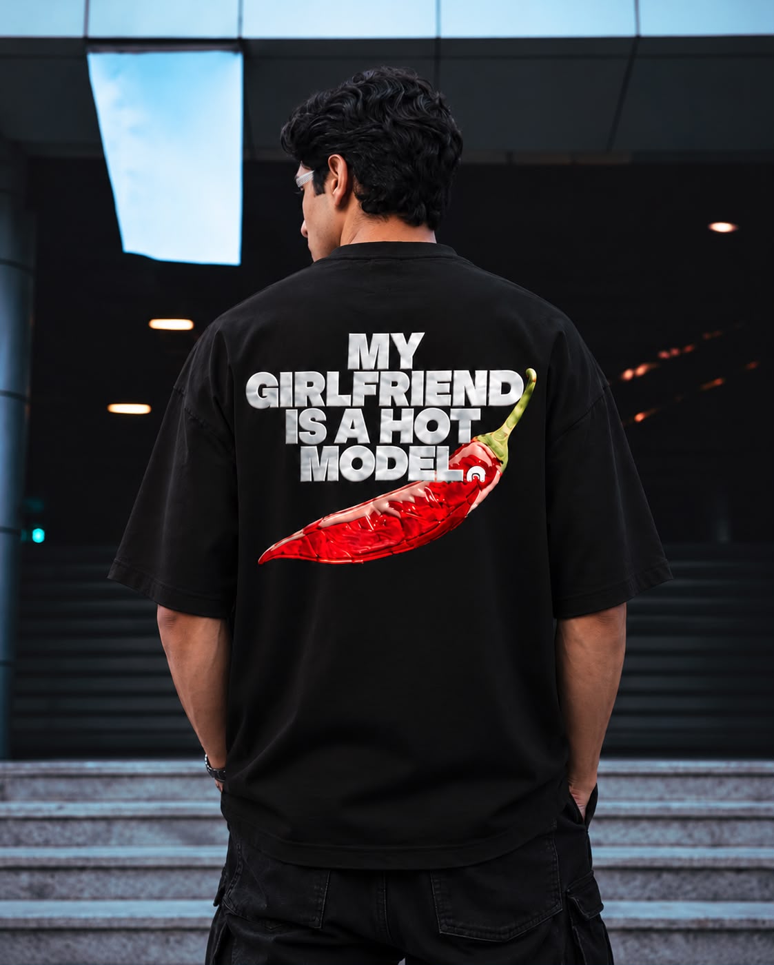 GF Hot Model Oversized Black T-shirts