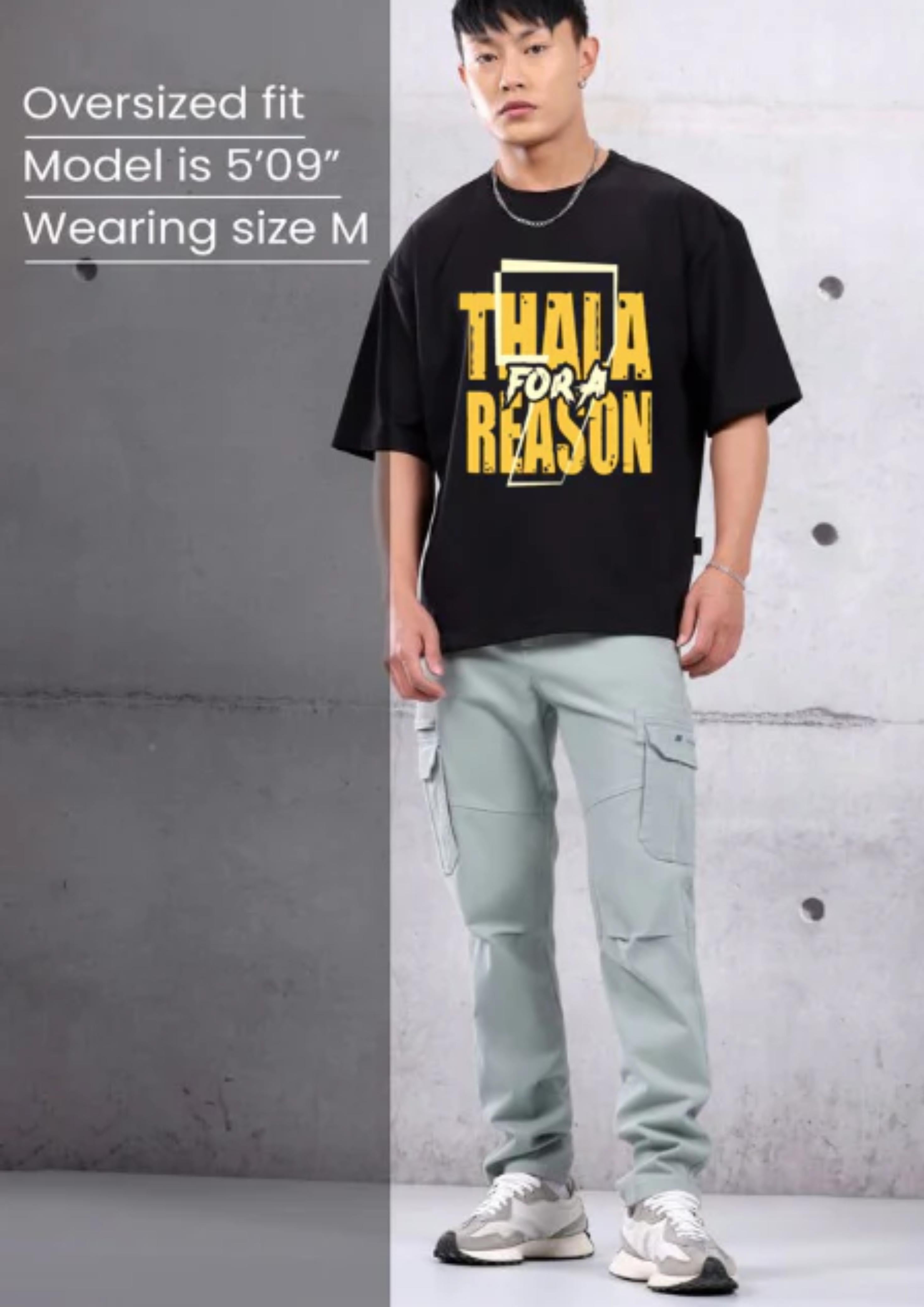 THALA BLACK OVERSIZED T-SHIRT