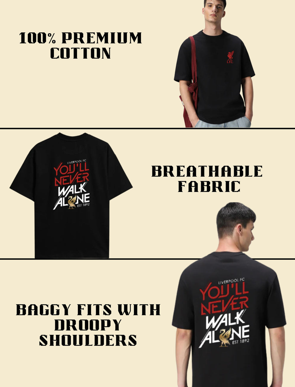 LIVERPOOL FC Black OVERSIZED T-SHIRT