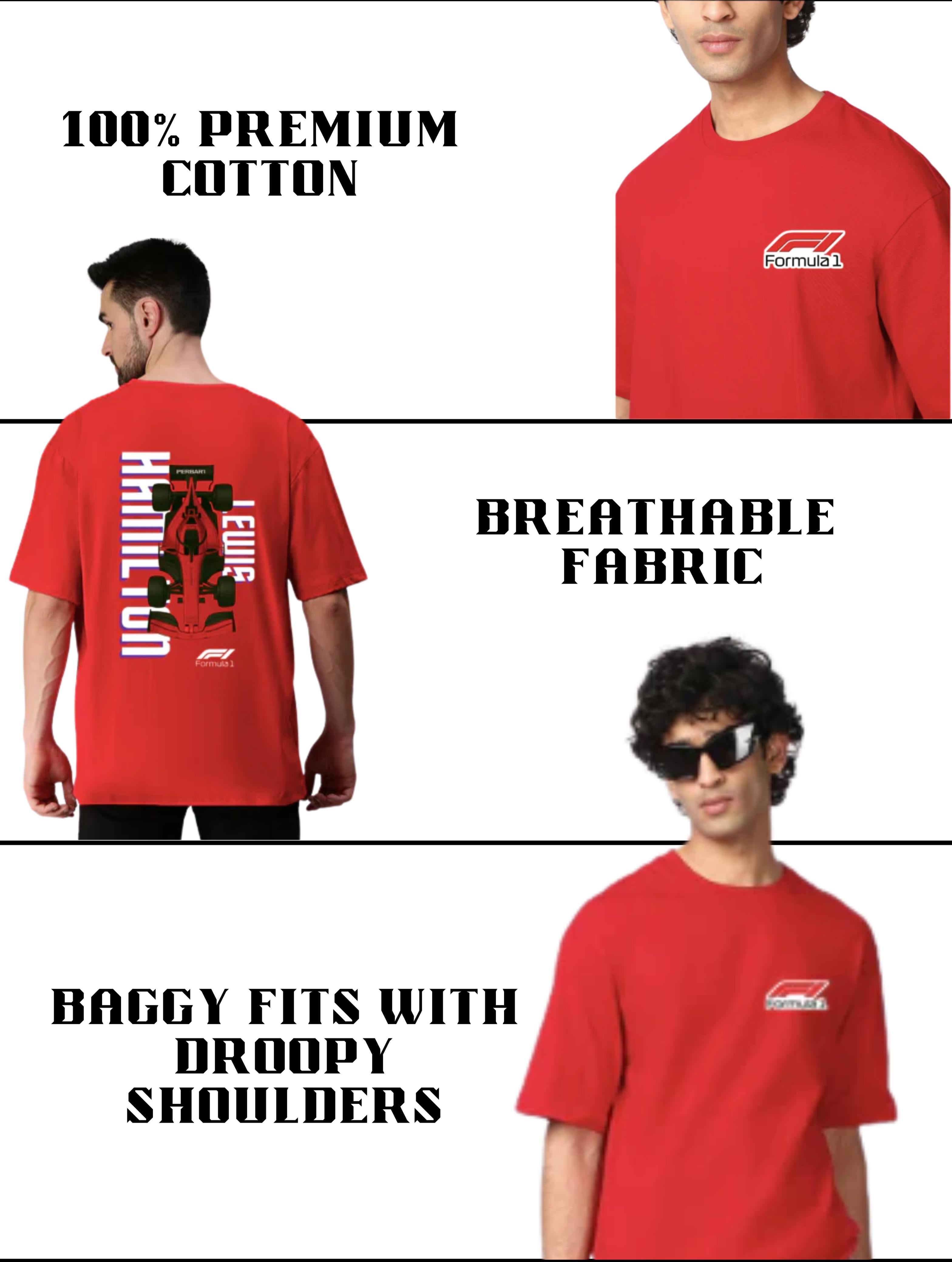 LEWIS HAMILTON RED OVERSIZED T-SHIRT