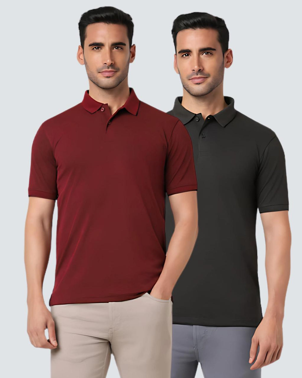 Heganwalk Men’s Polo T-Shirt – Pack of 2 ( Mahroon, Black )