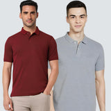 Heganwalk Men’s Polo T-Shirt – Pack of 2 ( Mahroon, Grey )