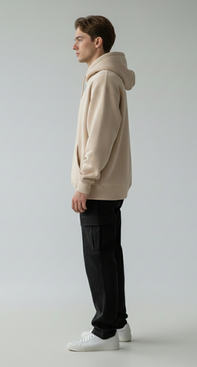 Classic Solid Hoodie: Beige