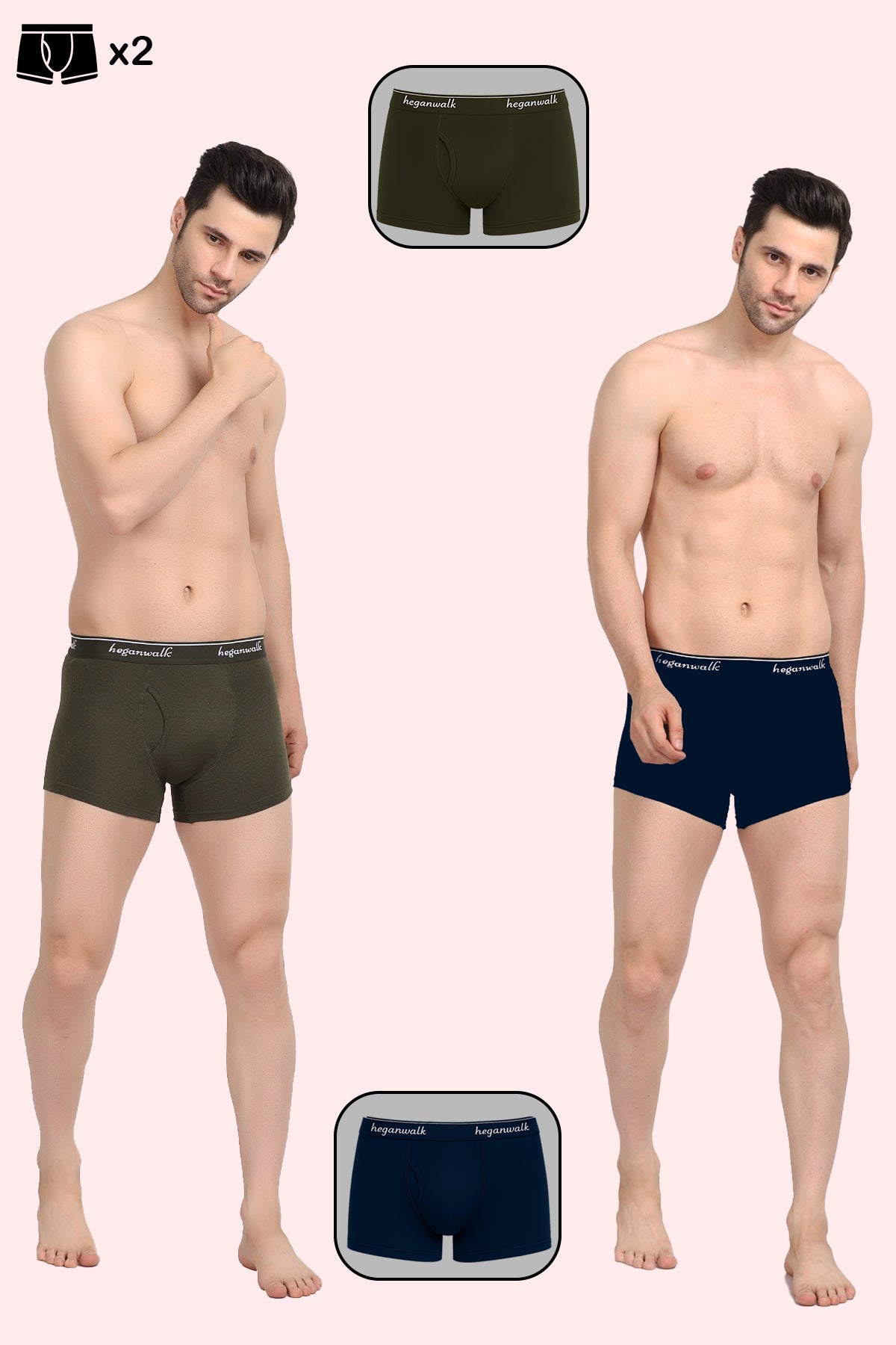 X-POP Olive/NavyBlue Trunks Pack Of 2 HW