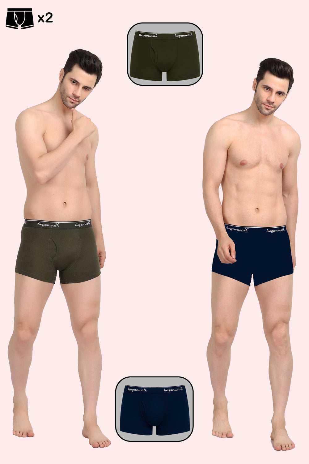 X-POP Olive/NavyBlue Trunks Pack Of 2 HW