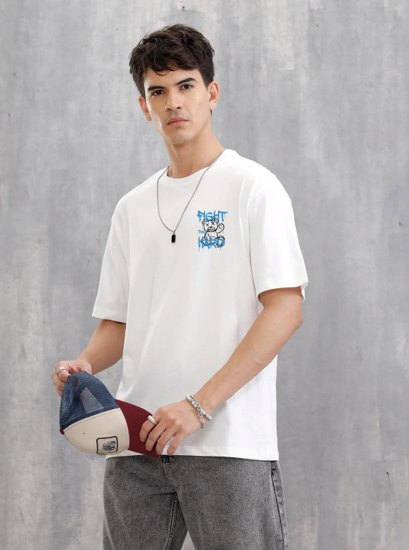 Fight Hard Panda Tshirt : White