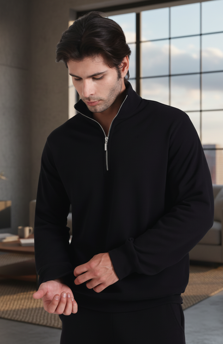 Zip-top sweatshirt: Black