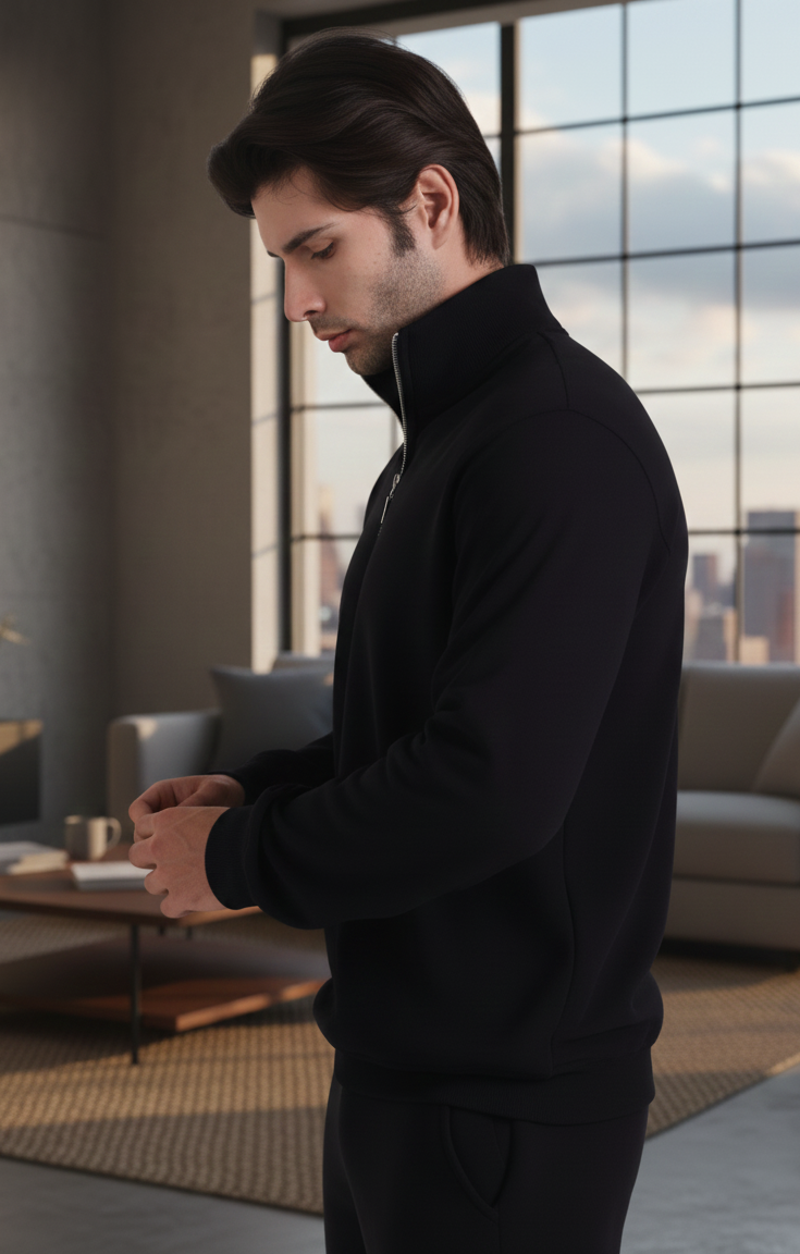 Zip-top sweatshirt: Black