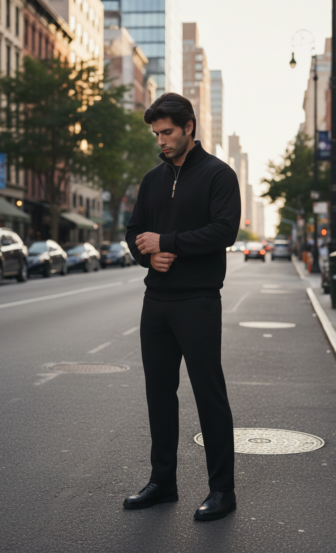 Zip-top sweatshirt: Black