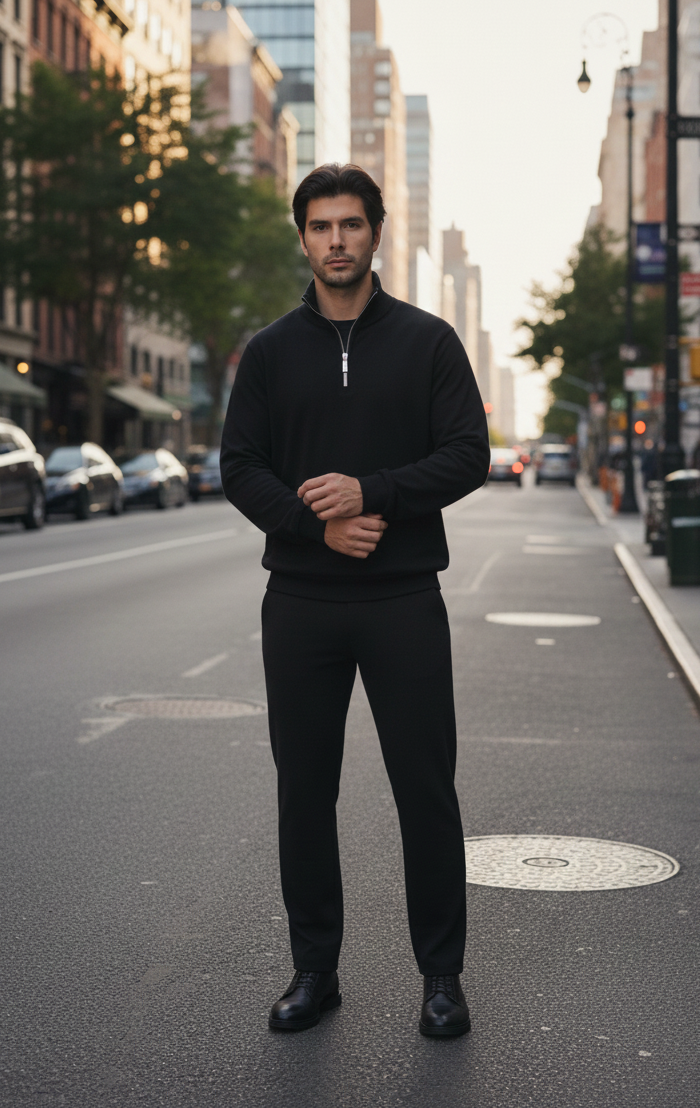 Zip-top sweatshirt: Black